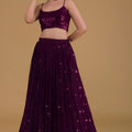 Gorgeous Purple Georgette Embroidered Party Wear Lehenga Choli with Dupatta