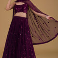 Gorgeous Purple Georgette Embroidered Party Wear Lehenga Choli with Dupatta