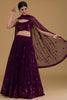 Gorgeous Purple Georgette Embroidered Party Wear Lehenga Choli with Dupatta
