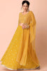 Stunning Mustard Yellow Georgette Embroidered Party Wear Lehenga Choli with Dupatta