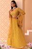 Stunning Mustard Yellow Georgette Embroidered Party Wear Lehenga Choli with Dupatta
