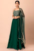 Stylish Dark Green Georgette Embroidered Wedding Lehenga Choli with Dupatta