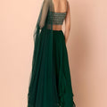 Stylish Dark Green Georgette Embroidered Wedding Lehenga Choli with Dupatta