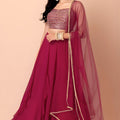 Superb Pink Georgette Embroidered Wedding Lehenga Choli with Dupatta