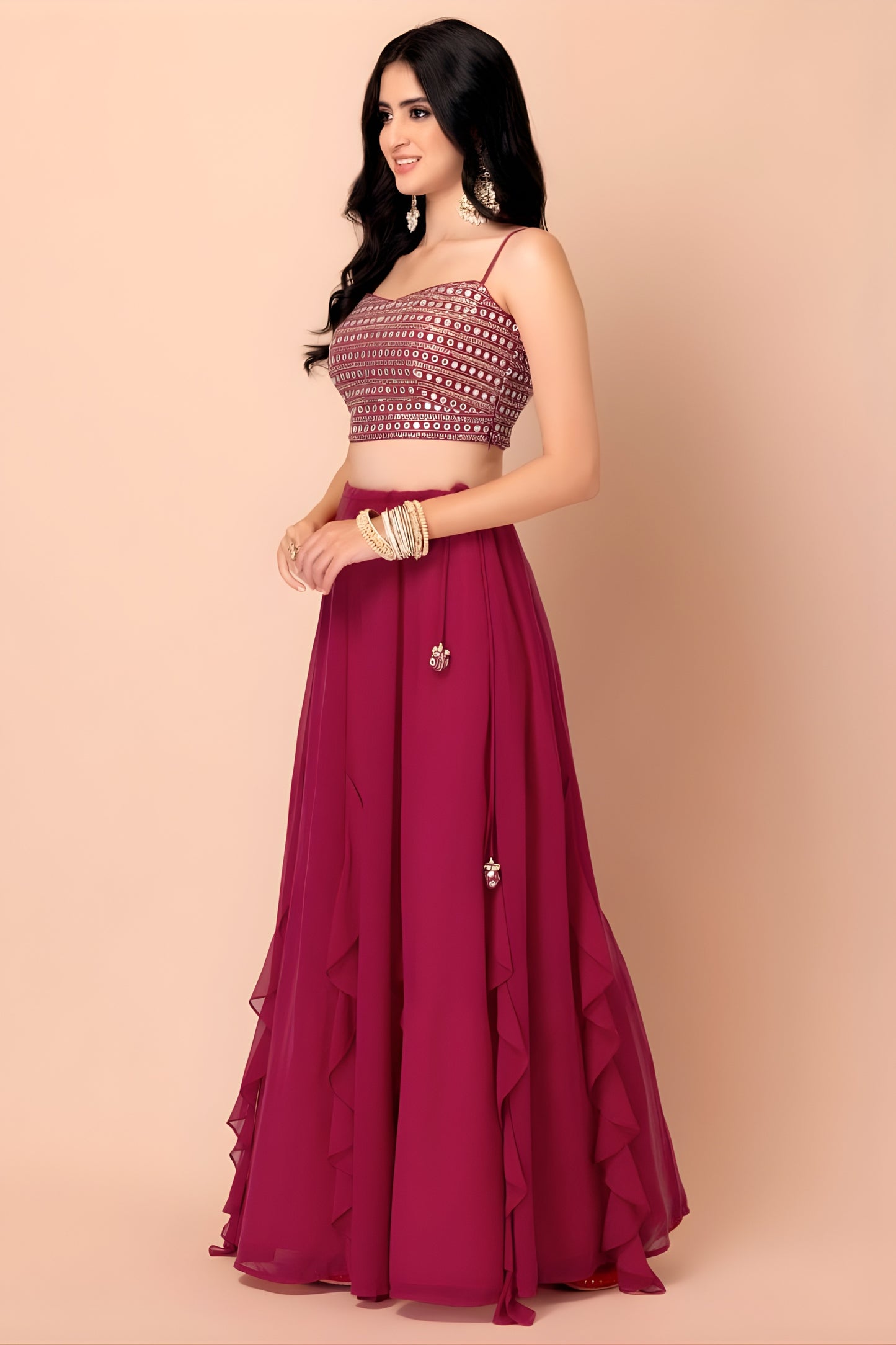 Superb Pink Georgette Embroidered Wedding Lehenga Choli with Dupatta