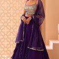 Trendy Purple Georgette Embroidered Wedding Lehenga Choli with Dupatta
