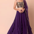Trendy Purple Georgette Embroidered Wedding Lehenga Choli with Dupatta