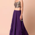 Trendy Purple Georgette Embroidered Wedding Lehenga Choli with Dupatta