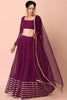 Stylish Wine Georgette Embroidered Party Wear Lehenga Choli with Dupatta