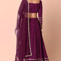 Stylish Wine Georgette Embroidered Party Wear Lehenga Choli with Dupatta