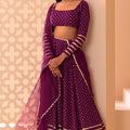 Stylish Wine Georgette Embroidered Party Wear Lehenga Choli with Dupatta 