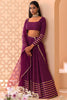 Stylish Wine Georgette Embroidered Party Wear Lehenga Choli with Dupatta 
