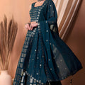 Elegant Teal Blue Embroidered Georgette Wedding Lehenga Choli with Matching Dupatta