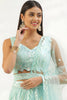 Stylish Sky Blue Soft Net Embroidered Lehenga Choli with Dupatta for Wedding