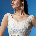 Elegant White Soft Net Embroidered Lehenga Choli with Dupatta for Wedding
