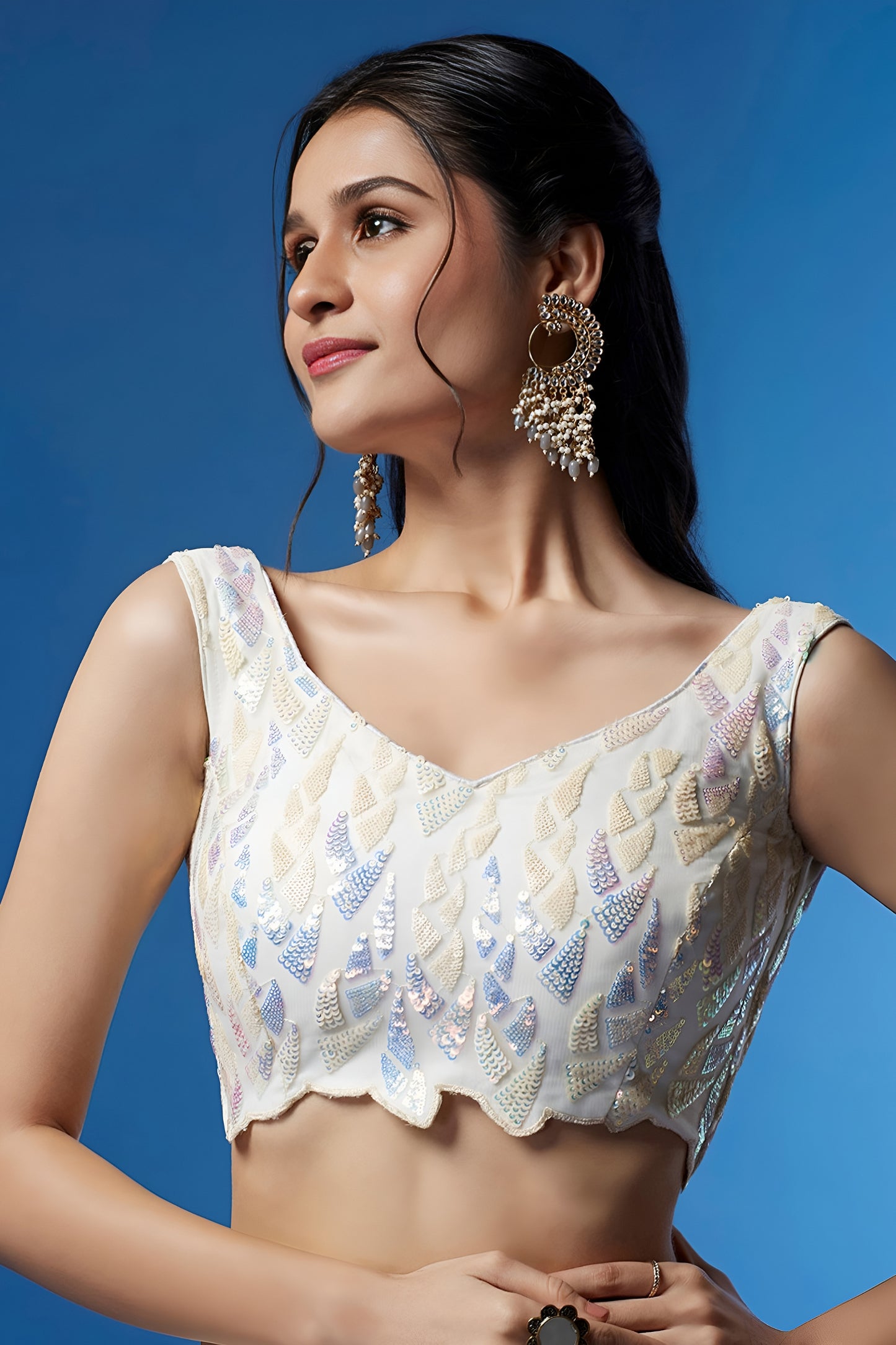 Elegant White Soft Net Embroidered Lehenga Choli with Dupatta for Wedding