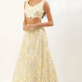 Fancy Yellow Soft Net Embroidered Lehenga Choli with Dupatta for Wedding