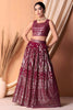 Trendy Wine Embroidered Georgette Wedding Lehenga Choli with Matching Dupatta