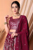 Trendy Wine Embroidered Georgette Wedding Lehenga Choli with Matching Dupatta