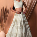 Charming White Embroidered Georgette Wedding Lehenga Choli with Matching Dupatta