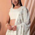 Charming White Embroidered Georgette Wedding Lehenga Choli with Matching Dupatta