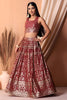 Fancy Maroon Embroidered Georgette Wedding Lehenga Choli with Matching Dupatta