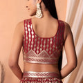 Fancy Maroon Embroidered Georgette Wedding Lehenga Choli with Matching Dupatta