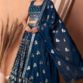 Latest Navy Blue Sequin Embroidered Georgette Wedding Lehenga Choli