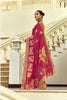 Rani Pink Silk Saree with Rich Gold Zari Motifs Contrast Mustard Blouse