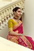 Rani Pink Silk Saree with Rich Gold Zari Motifs Contrast Mustard Blouse