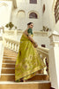 Olive Green Silk Saree with Gold Zari Motifs Designer Woven Border