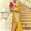 Mustard Yellow Silk Saree Intricate Zari Traditional Motifs Festive Wear Saree