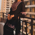 Elegant Black Faux Georgette Embroidered Sharara Suit Designer Dupatta