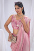 Pink Satin Silk Saree with Stone Work Border Designer Blouse