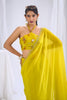 Wonderfull Yellow Satin Silk Saree Stone Work Border Designer Blouse