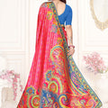 Rani Pink Multicolor Printed Saree with Designer Saree