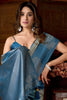 Blue Silver Banarasi Silk Saree with Woven Floral Design