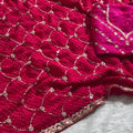 Rani Pink Georgette Bandhani Saree Gota Patti Work Embroidered Border