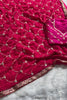 Rani Pink Georgette Bandhani Saree Gota Patti Work Embroidered Border