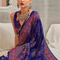 Royal Blue Traditional Banarasi Silk Saree with Multi-Color Intricate Festive Wear
