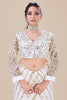 White Net Saree Gold Sequins Embroidery Designer Blouse