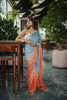 Sky Blue Peach Ombre Sequins Saree Designer Party Wear