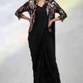 Black Sequins Embroidered Ready to Wear Designer Saree with Jacket