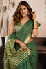 Elegant Dark Green Silk Saree with Golden Zari Border Designer Saree