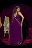 Deep Purple Georgette Saree with Embroidered Border Designer Saree