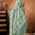 Mint Green Bandhani Print Saree with Zari Detailing Designer Saree