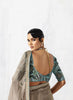 Elegant Beige Saree Designer Green Blouse Party Wear