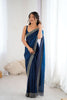 Designer Navy Blue Georgette Saree Heavy Border Party  Wear