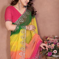 Multicolor Georgette Saree with Embroidered Border Work