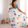 White Floral Digital Printed Linen Saree with Designer Lace Border